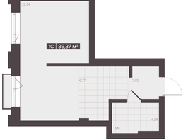 Продается 1-комнатная квартира  Жилой квартал «Моне», 36.37  м&sup2;, 6096061 рублей