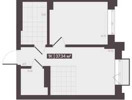 Продается 1-комнатная квартира  Жилой квартал «Моне», 37.34  м&sup2;, 6501022 рублей