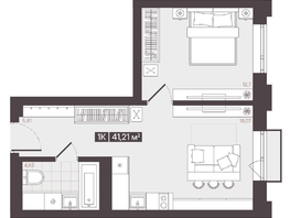Продается 1-комнатная квартира  Жилой квартал «Моне», 41.21  м², 7500220 рублей