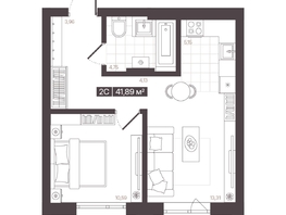 Продается 2-комнатная квартира  Жилой квартал «Моне», 41.89  м&sup2;, 6454430 рублей