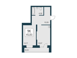 Продается 1-комнатная квартира ЖК Квартал на Игарской, дом 2 мон, 45.85 м², 6300000 рублей