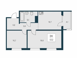 Продается 2-комнатная квартира ЖК Квартал на Игарской, дом 3 пан, 59.2 м², 7950000 рублей