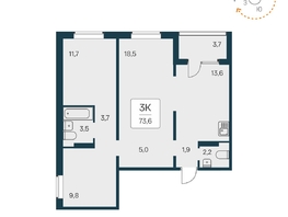 Продается 3-комнатная квартира ЖК Квартал на Игарской, дом 2 пан, 73.5 м², 8650000 рублей
