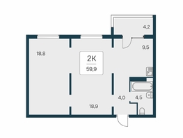 Продается 2-комнатная квартира ЖК Квартал на Игарской, дом 1 мон, 59.3 м², 7200000 рублей