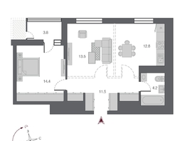 Продается 2-комнатная квартира ЖК Беринг, дом 2, 60.2 м², 11850000 рублей