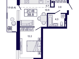 Продается 2-комнатная квартира ЖК Luna (Луна), 38.8 м², 6900000 рублей