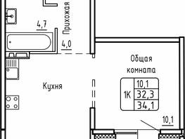 Продается 1-комнатная квартира ЖК Самоцветы, Бирюза дом 1, 34.1 м², 4000000 рублей