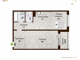 Продается 2-комнатная квартира ЖК Новый горизонт, дом 4, 53.2 м², 6300000 рублей