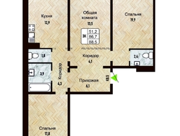 Продается 3-комнатная квартира ЖК Новый горизонт, дом 4, 88.5 м², 8000000 рублей
