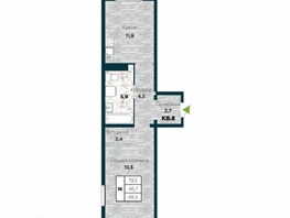 Продается 1-комнатная квартира ЖК Галактика, дом 5 Плутон, 48.5 м², 7400000 рублей