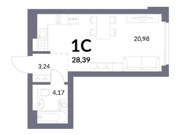 Продается Студия ЖК Горская Лагуна, корпус 2, 28.39 м², 7503000 рублей