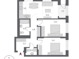Продается 3-комнатная квартира ЖК ОСКАР, дом 1, 68.4 м², 13150000 рублей