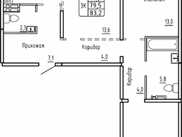 Продается 3-комнатная квартира ЖК Самоцветы, Бирюза дом 1, 83.2 м², 7850000 рублей
