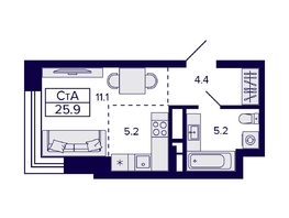 Продается Студия ЖК Citatum (Цитатум), 25.9  м², 6200000 рублей