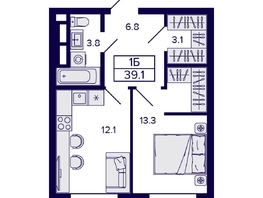 Продается 1-комнатная квартира ЖК Citatum (Цитатум), 39.1  м², 7600000 рублей