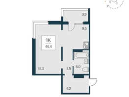 Продается 1-комнатная квартира ЖК Квартал на Игарской, дом 4 пан, 46.4 м², 6250000 рублей