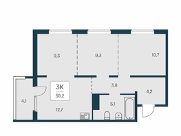 Продается 3-комнатная квартира ЖК Квартал на Игарской, дом 3 пан, 59.2 м², 7250000 рублей