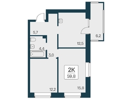 Продается 2-комнатная квартира ЖК Расцветай на Красном, дом 3,4, 59.8 м², 12050000 рублей