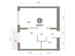 Продается 1-комнатная квартира ЖК Пшеница, 6.1, 39.64  м&sup2;, 6630000 рублей