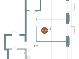 Продается 3-комнатная квартира ЖК 19/56 Кварталы Телецентра, сек 3, 59.9 м², 9790000 рублей