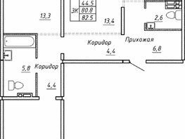 Продается 3-комнатная квартира ЖК Гренландия, Лес дом №5, 82.5  м², 8690000 рублей