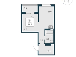 Продается 1-комнатная квартира ЖК Квартал на Игарской, дом 4 пан, 44.3  м², 5800000 рублей