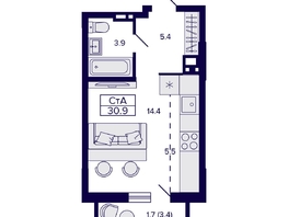 Продается Студия ЖК Gorizont (Горизонт), 30.9 м², 4990000 рублей