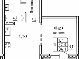 Продается 1-комнатная квартира ЖК Самоцветы, Бирюза дом 1, 34.1 м², 3700000 рублей