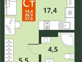 Продается Студия ЖК Тайгинский парк, дом 4, 27.6 м², 4660000 рублей