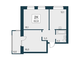 Продается 2-комнатная квартира ЖК Расцветай на Красном, дом 3,4, 62.8 м², 13050000 рублей