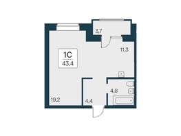Продается Студия ЖК Расцветай на Красном, дом 3,4, 43.4 м², 9950000 рублей