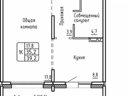 Продается 1-комнатная квартира ЖК Самоцветы, Бирюза дом 2, 39.2 м², 5305000 рублей