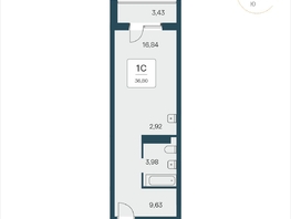 Продается Студия АК Тайм Парк, 36.8 м², 5850000 рублей