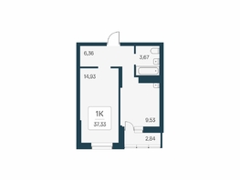 Продается 1-комнатная квартира ЖК Расцветай на Бугринской роще, 37.33 м², 5600000 рублей