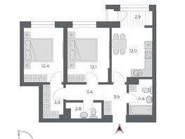 Продается 2-комнатная квартира ЖК ОСКАР, дом 2, 58.8 м², 10650000 рублей