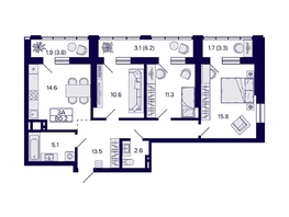 Продается 3-комнатная квартира ЖК Grando (Грандо), 80.2 м², 12500000 рублей