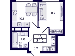 Продается 1-комнатная квартира ЖК Citatum (Цитатум), 34.2 м², 5990000 рублей
