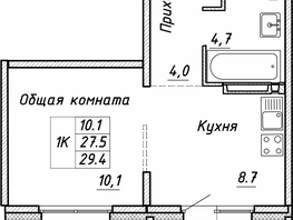 Продается 1-комнатная квартира ЖК Квартет, дом Дуэт, 29.4 м², 3470000 рублей