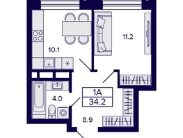 Продается 1-комнатная квартира ЖК Citatum (Цитатум), 34.2 м², 6150000 рублей