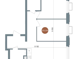Продается 3-комнатная квартира ЖК 19/56 Кварталы Телецентра, сек 3, 59.04  м², 9890000 рублей
