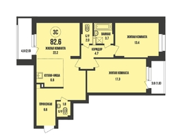 Продается 3-комнатная квартира ЖК Династия, дом 905, 82.6 м², 8350000 рублей