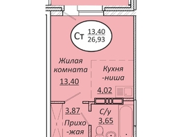 Продается Студия ЖК Пролетарский, 26.93 м², 4066430 рублей