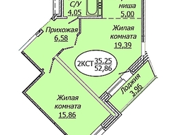 Продается 2-комнатная квартира ЖК Комета - Октябрьский, б/с 1, 52.86 м², 6607500 рублей