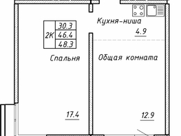 Продается 2-комнатная квартира ЖК Гренландия, Лес дом №5, 48.3 м², 6000000 рублей
