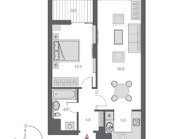 Продается 2-комнатная квартира ЖК Дом Нобель, 50.65  м², 13000000 рублей