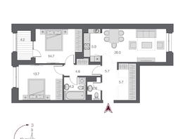 Продается 3-комнатная квартира ЖК Дом Нобель, 77.8 м², 16950000 рублей