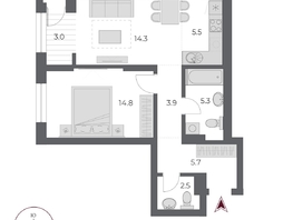 Продается 2-комнатная квартира ЖК ОСКАР, дом 2, 55 м², 10050000 рублей