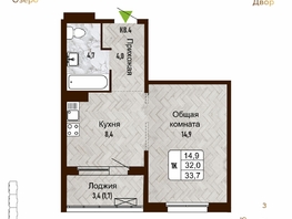 Продается 1-комнатная квартира ЖК Новый горизонт, дом 4, 33.7 м², 4750000 рублей