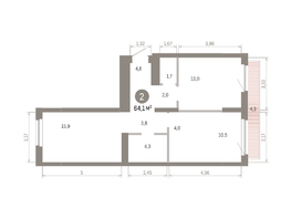 Продается 2-комнатная квартира ЖК Пшеница, 6.1, 64.08  м&sup2;, 9230000 рублей