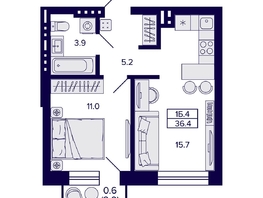 Продается 1-комнатная квартира ЖК Сподвижники, 36.4 м², 4850000 рублей
